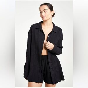 Gauzy Cotton crinkle co-ord set in Black